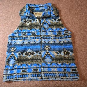 Vintage Bear Ridge Outfitters Women's Cinch Back Fleece Vest In Native Print